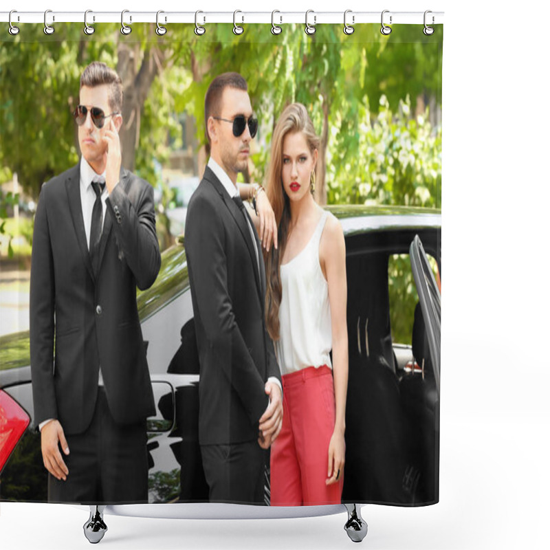 Personality  Young Businesswoman With Bodyguards  Shower Curtains