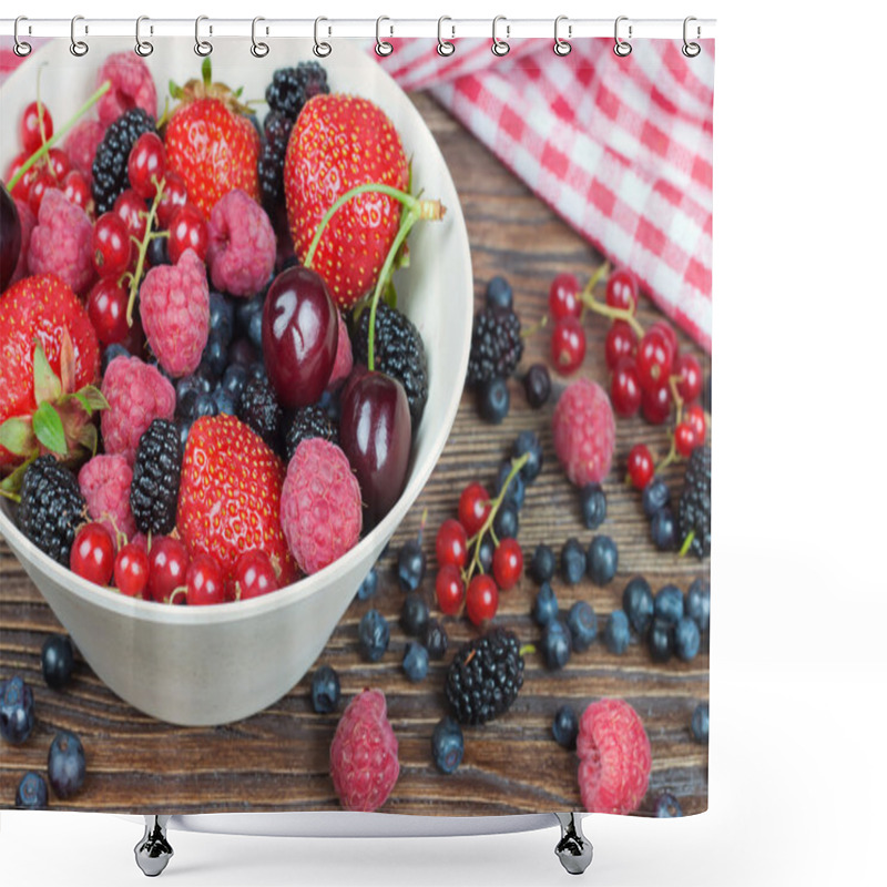 Personality  Mixed Berries In A Bowl Shower Curtains