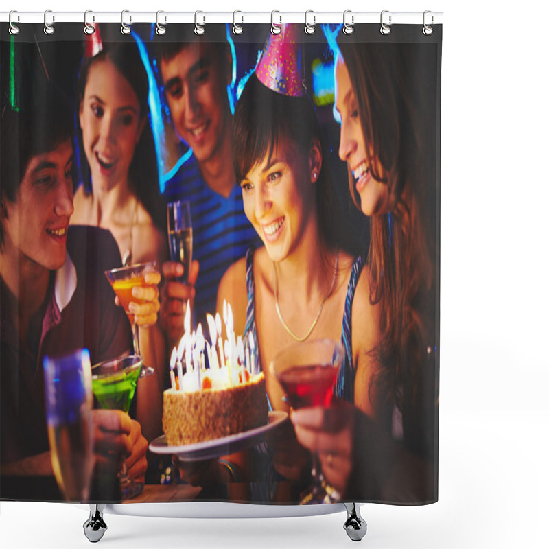 Personality  Girl Looking At Birthday Cake Shower Curtains