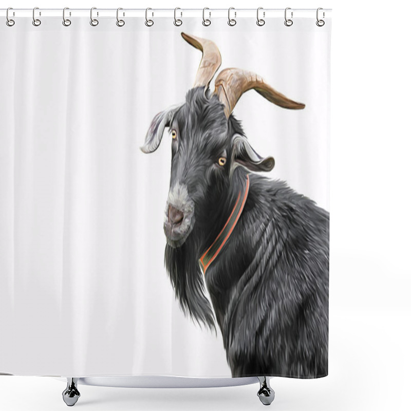 Personality  Drawing Goats, Portrait Shower Curtains