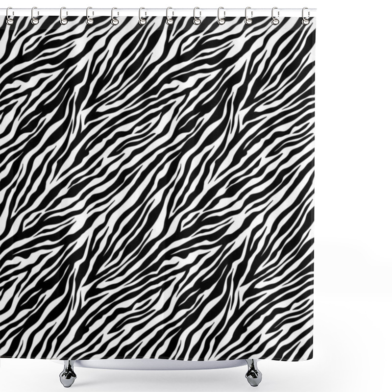 Personality  Zebra Seamless Pattern. Black And White Zebra Stripes. Vector Zoo Fabric Animal Skin Material Shower Curtains