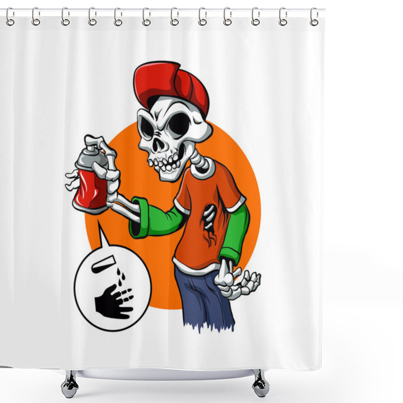 Personality  Vector Skull Painting Graffiti.cartoon Skull. Shower Curtains