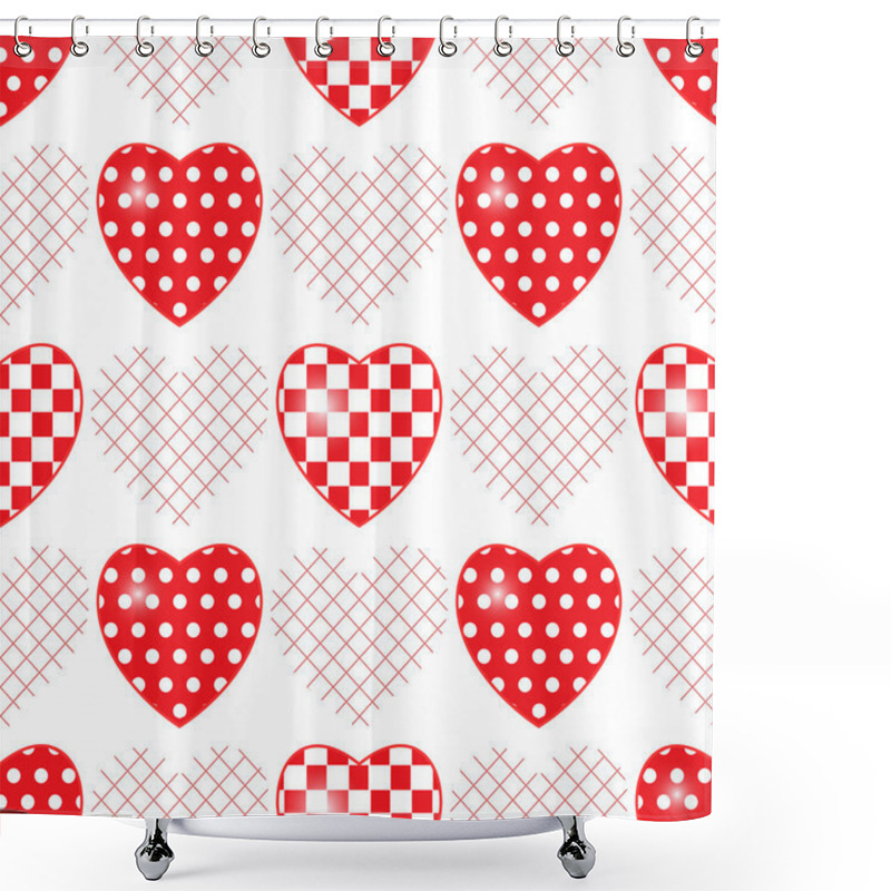 Personality  Seamless Pattern With Applique Hearts. Vector Background. Shower Curtains