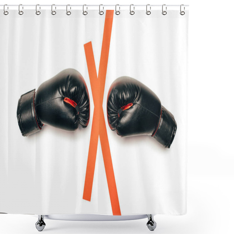 Personality  Black Boxing Gloves  Shower Curtains