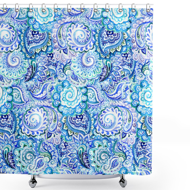 Personality  Ornamental Indian Seamless Pattern With Curves And Paisleys Shower Curtains