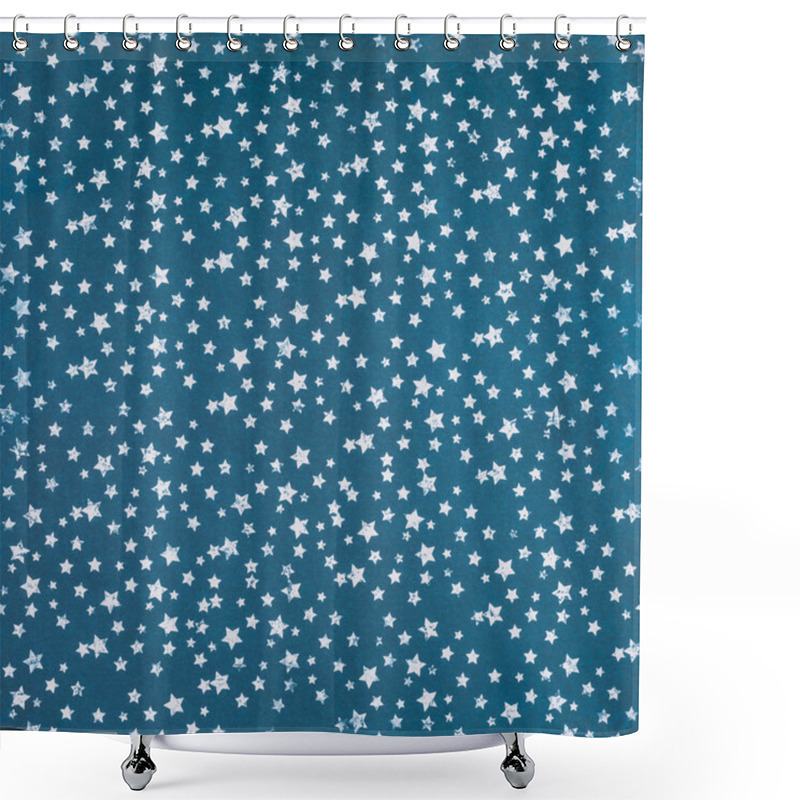 Personality  Blue Wrapper Design With White Stars  Shower Curtains