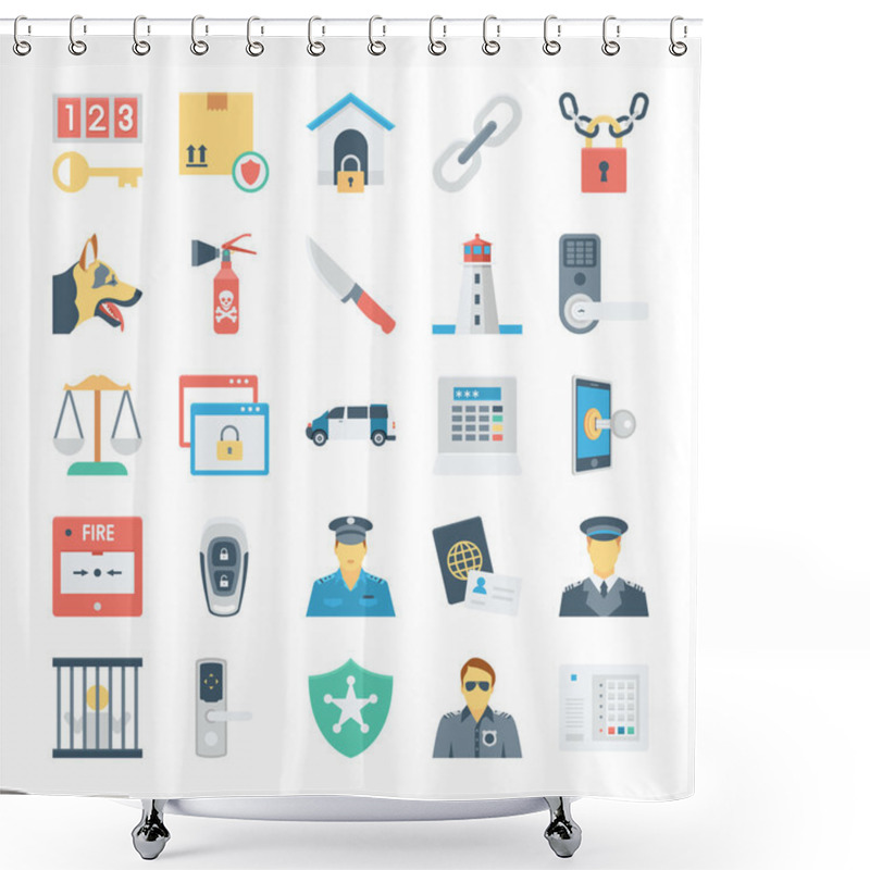 Personality  Crime And Security Vector Icons 5 Shower Curtains