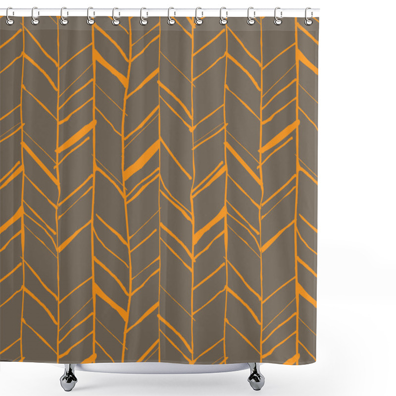 Personality  Hand Drawn Herringbone Pattern Shower Curtains