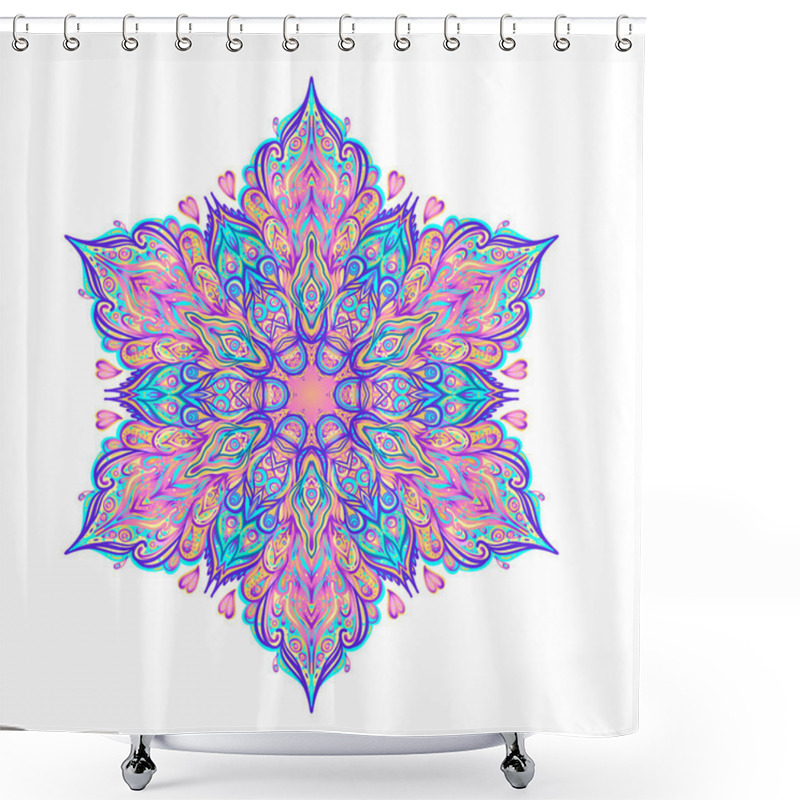 Personality  Vector Ornamental Lotus Floral Design, Ethnic Art, Patterned Indian Paisley. Hand Drawn Illustration. Invitation Element. Tattoo, Astrology, Alchemy, Boho And Magic Symbol. Shower Curtains