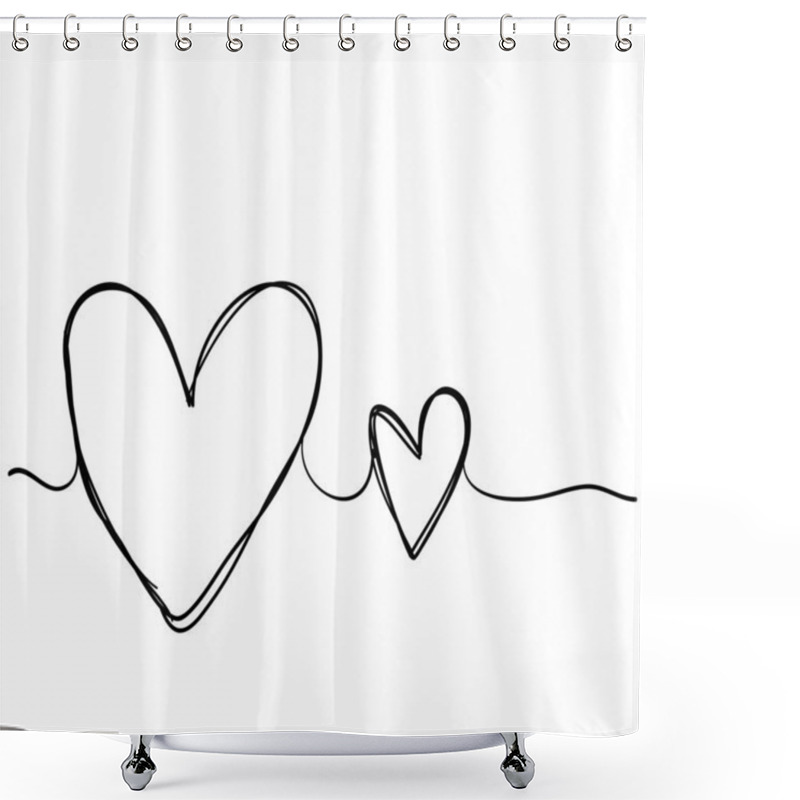 Personality  Tangled Grunge Round Scribble Hand Drawn Heart With Thin Line, Divider Shape.doodle Style Vector Shower Curtains