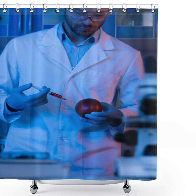 Personality  Scientist With Syringe And Apple  Shower Curtains