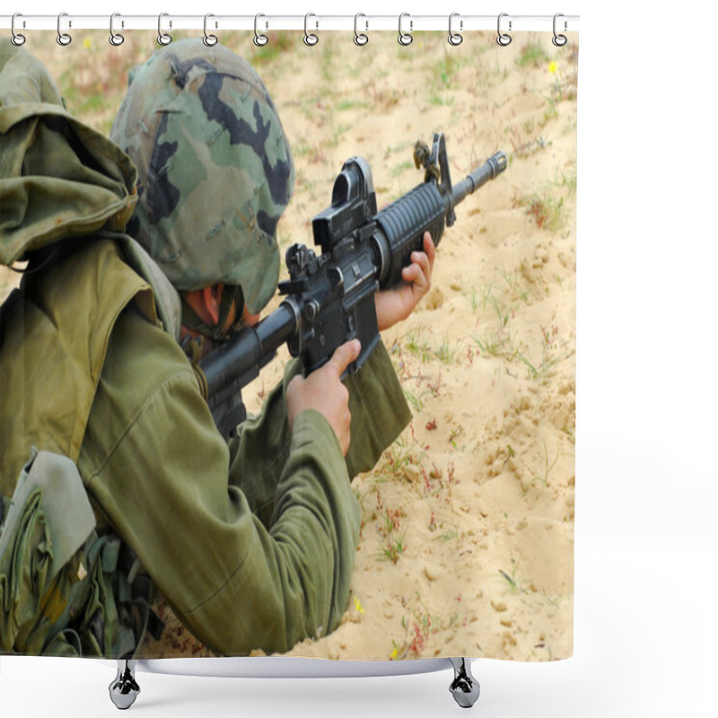 Personality  M16 Israel Army Rifle Soldier Shower Curtains