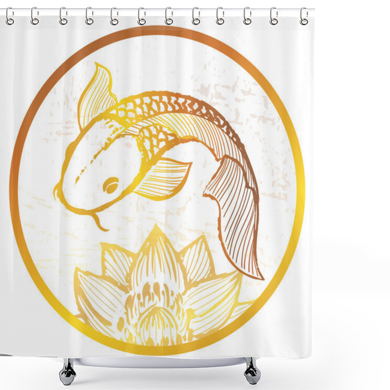 Personality  Ink Hand Drawn Golden Koi Fish Illustration Shower Curtains