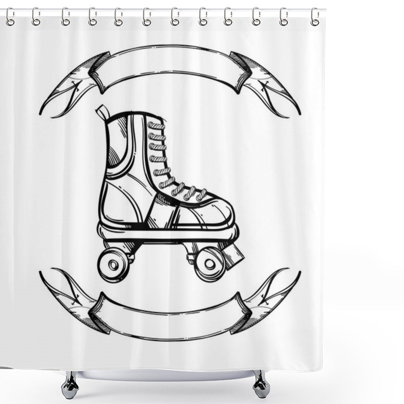 Personality  Retro Roller Skates Isolated On White Background Shower Curtains