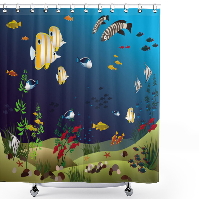 Personality  Tropical Fishes Bottom Of The Ocean Shower Curtains