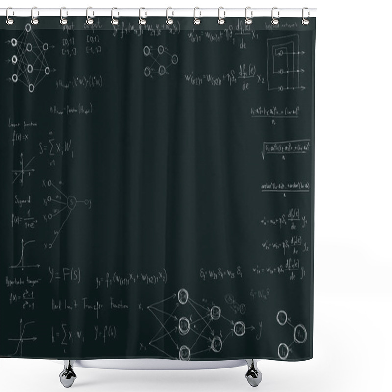 Personality  Formulas And Diagrams Computer Science And Data Science, Neural Network Diagrams And Calculation Formulas Shower Curtains