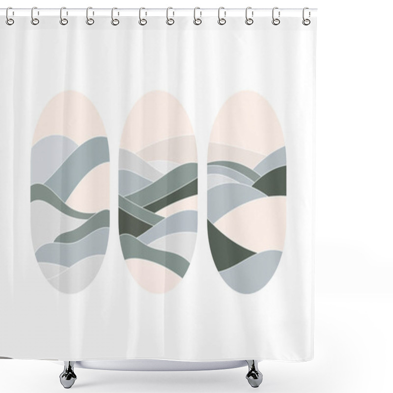 Personality  A Composition Of Gentle Pastel Tones With Wavy Lines Reminiscent Of Natural Landscapes. Shower Curtains