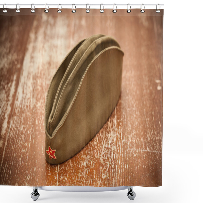 Personality  Victory Day On May 9. Garrison Cap With A Red Star. Retro Style. 70 Years Of Victory Shower Curtains