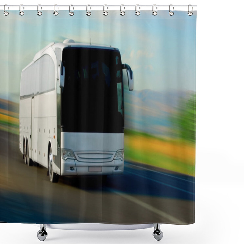 Personality  White Bus Shower Curtains