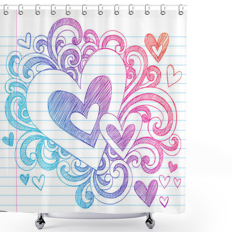 Personality  Valentine's Day Hearts Sketchy Doodles Love Vector Shower Curtains