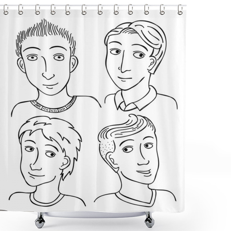 Personality  Set Of Cartoon Faces Shower Curtains