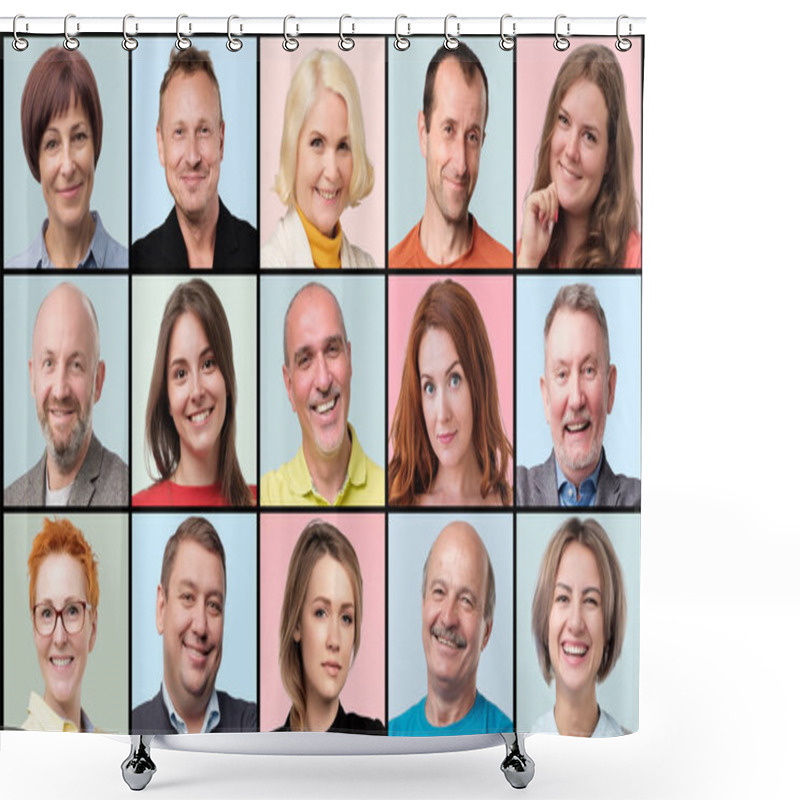 Personality  Collection Of Avatar Of People. Young And Senior Men And Women Faces Smiling Shower Curtains