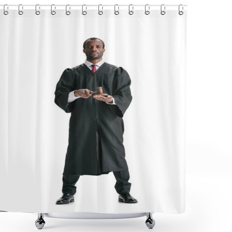 Personality  Serious African American Judge With Gavel  Shower Curtains