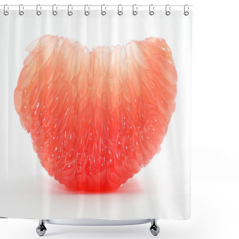 Personality  Juicy Red Grapefruit Slice On A White Background Shower Curtains