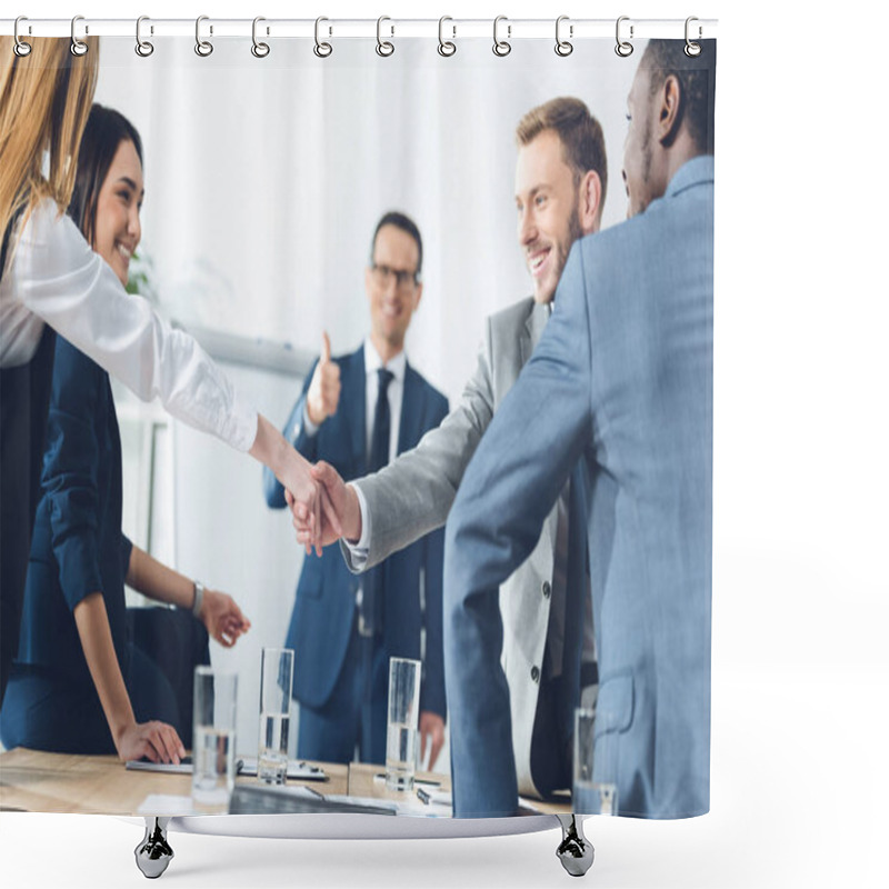 Personality  Businesspeople Shaking Hands Shower Curtains