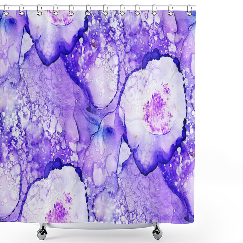 Personality  Light Abstract Background With Transparent Alcohol Ink Spots. Seamless Pattern.   Hand-drawn Illustration. Shower Curtains