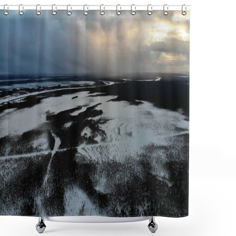 Personality  Forest Swamp In Winter Season Shower Curtains