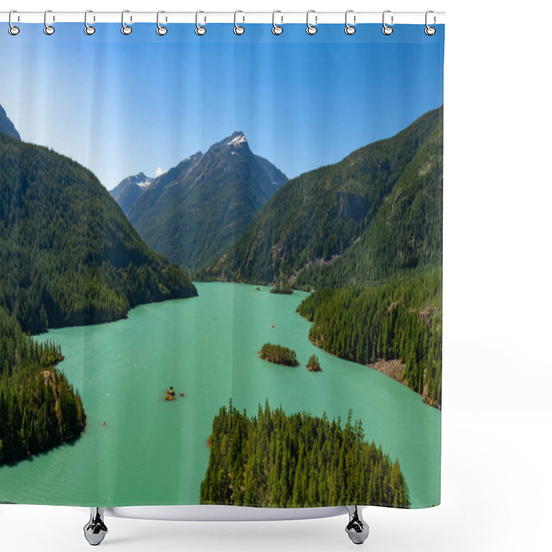 Personality  High Viewpoint Of Diablo Lake, A Glacier Fed Reservoir, In North Cascades National Park. Shower Curtains