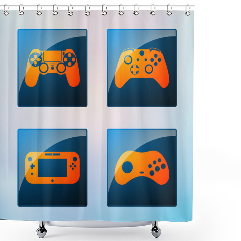 Personality  Video Game Icons Set Shower Curtains