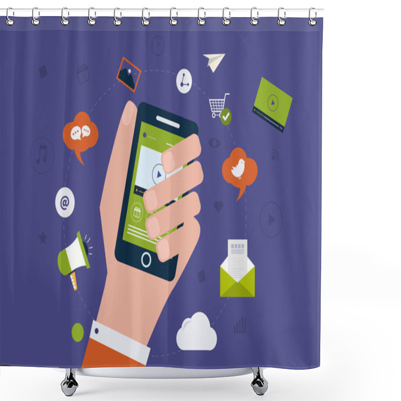 Personality  Digital Mobile Marketing Shower Curtains