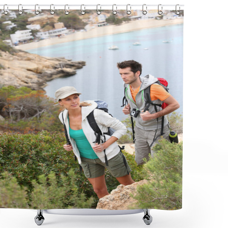 Personality  Couple Of Trekkers Shower Curtains