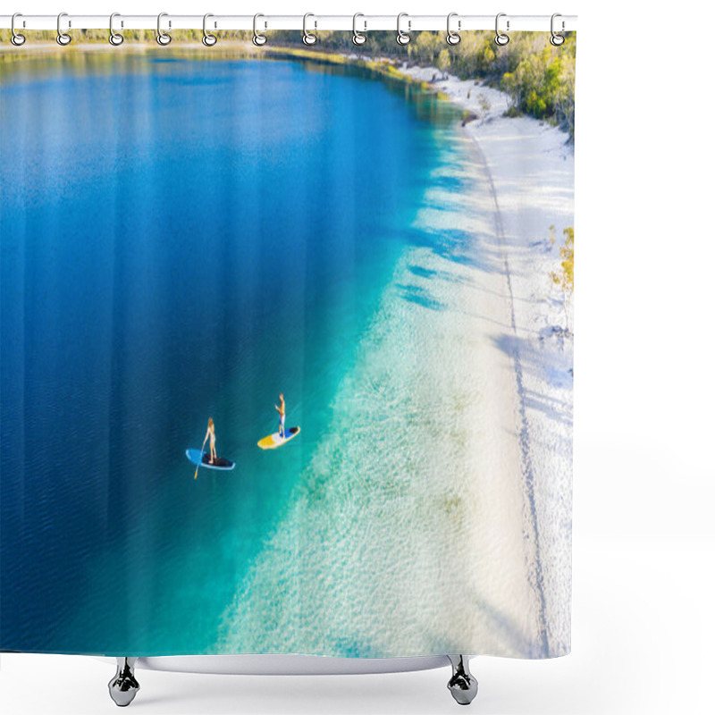 Personality  Couple Stand Up Paddle Boarding  On Lake Mckenzie, Fraser Island, Queensland, Australia Shower Curtains