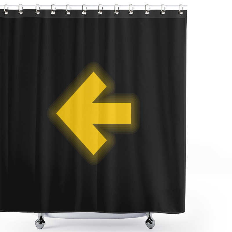 Personality  Arrow Pointing To Left Yellow Glowing Neon Icon Shower Curtains