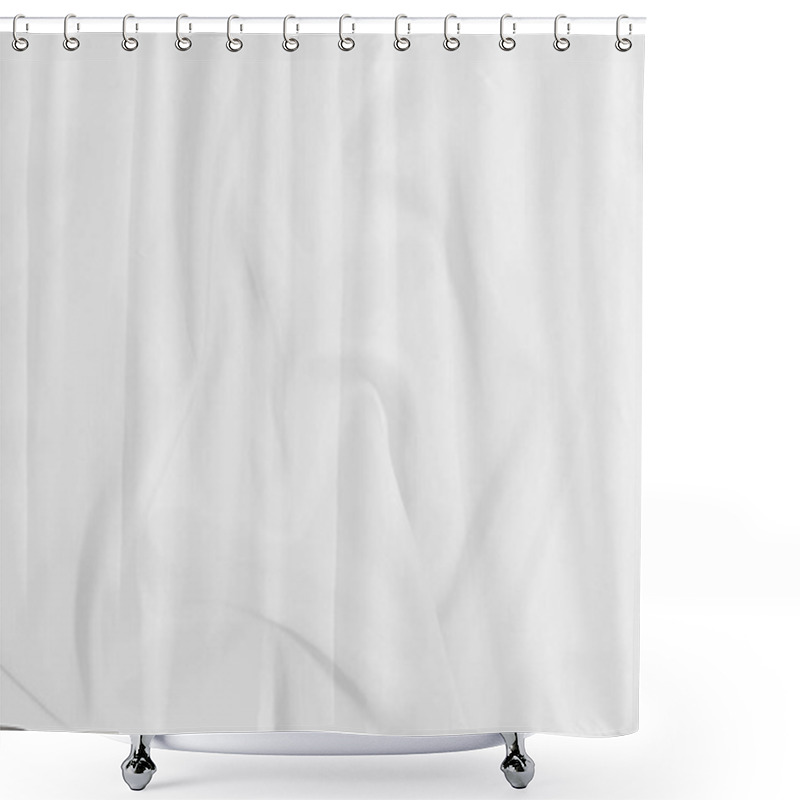 Personality  White Crumpled Blanket Texture Background. White Cloth Backgroun Shower Curtains