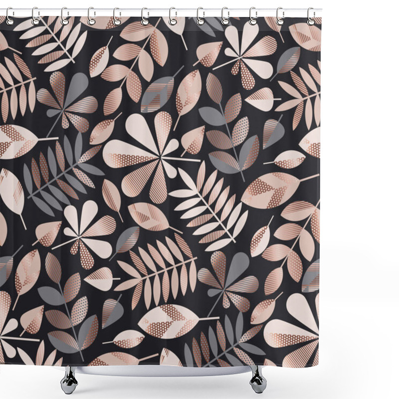 Personality  Geometric Elegant Autumn Leaves Seamless Pattern Shower Curtains