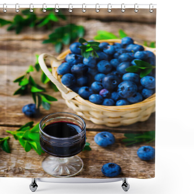 Personality  Liqueur From Blueberry In A Shot Glass Shower Curtains