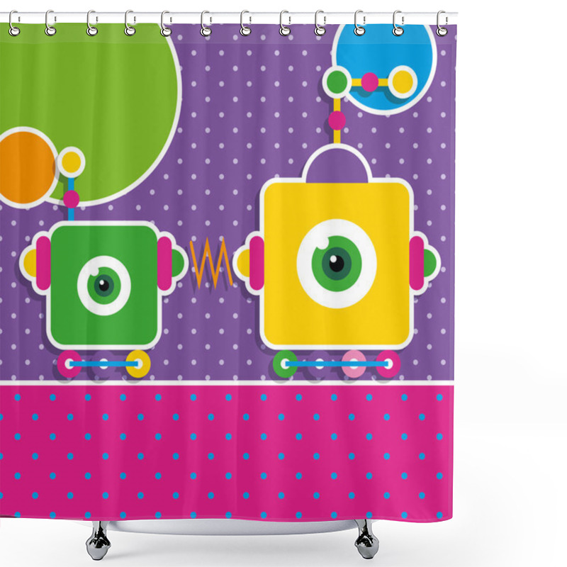 Personality  Cute Robot Greeting Card Shower Curtains