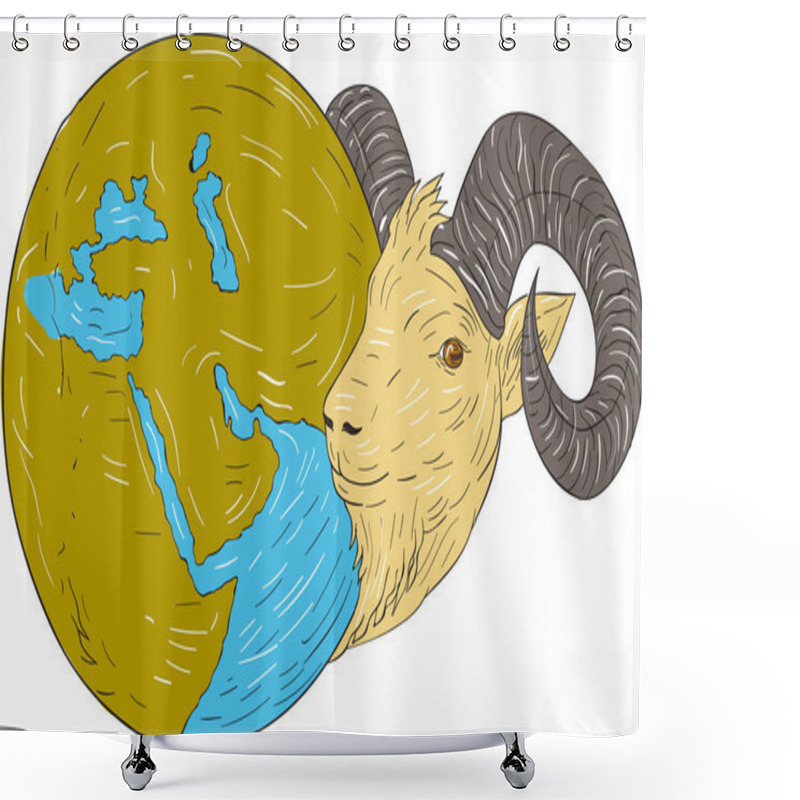 Personality  Ram Head Middle East Globe Drawing Shower Curtains