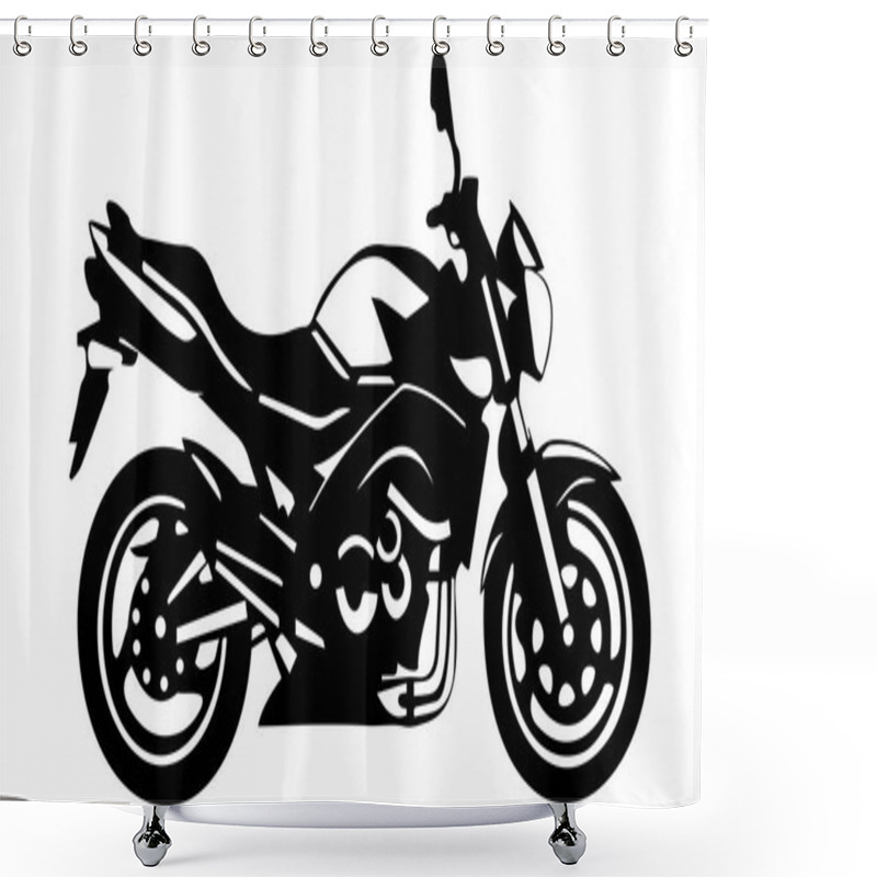 Personality  Sport Superbike Motorcycle With Helmet. Eps 10 Vector Illustration Shower Curtains