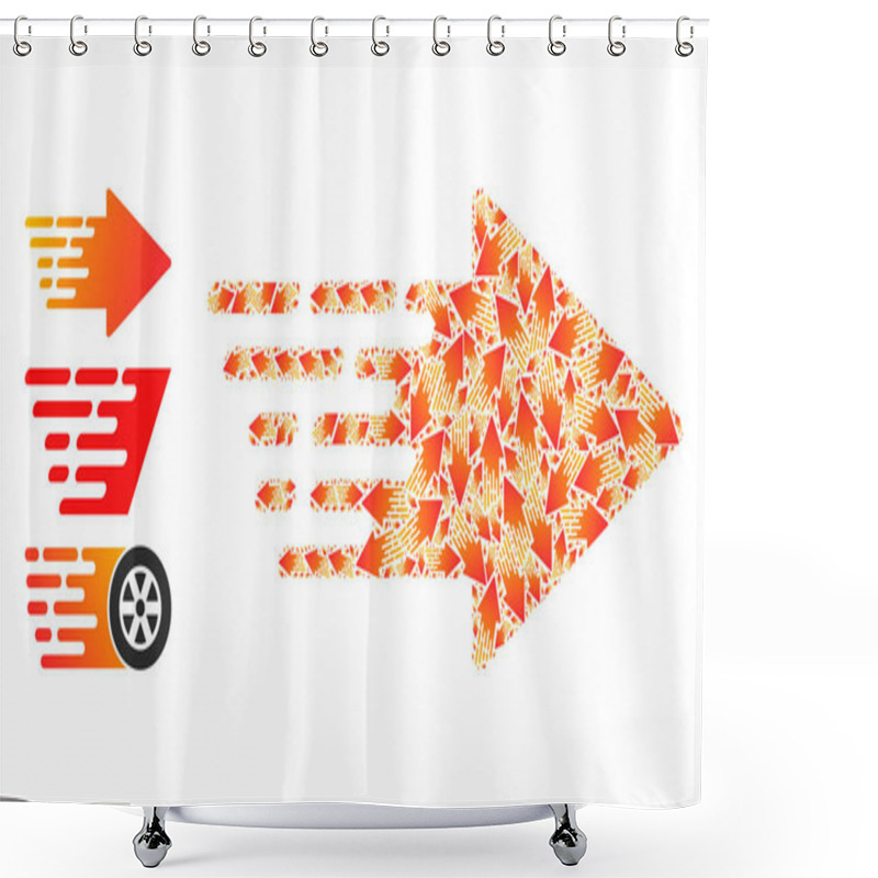 Personality  Fractal Rush Arrow Icon Itself Collage Shower Curtains