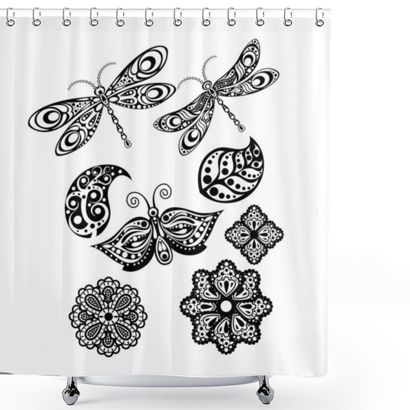 Personality  Nature And Floral Set Drawing Shower Curtains