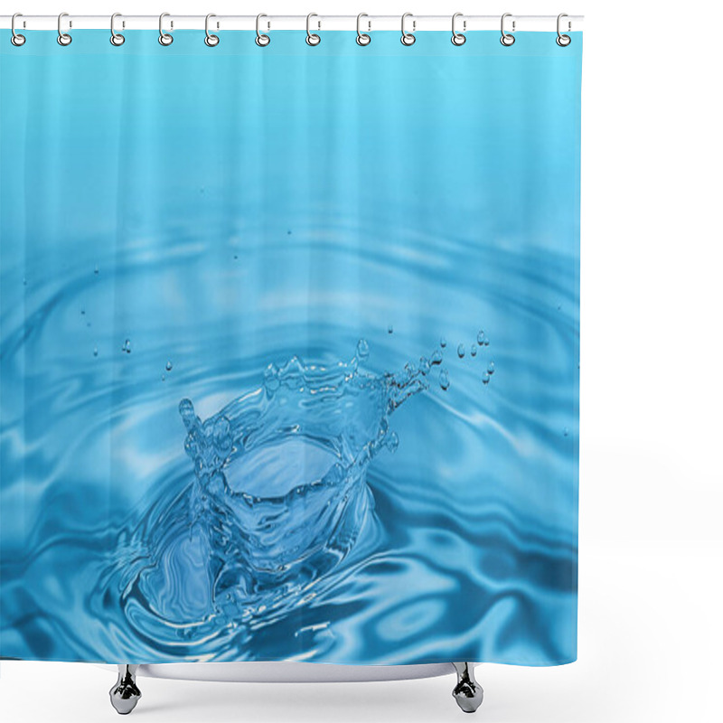 Personality  Clear Aqua Water Droplet Splashing In Concentric Circles, Capturing Refreshing Purity. Shower Curtains