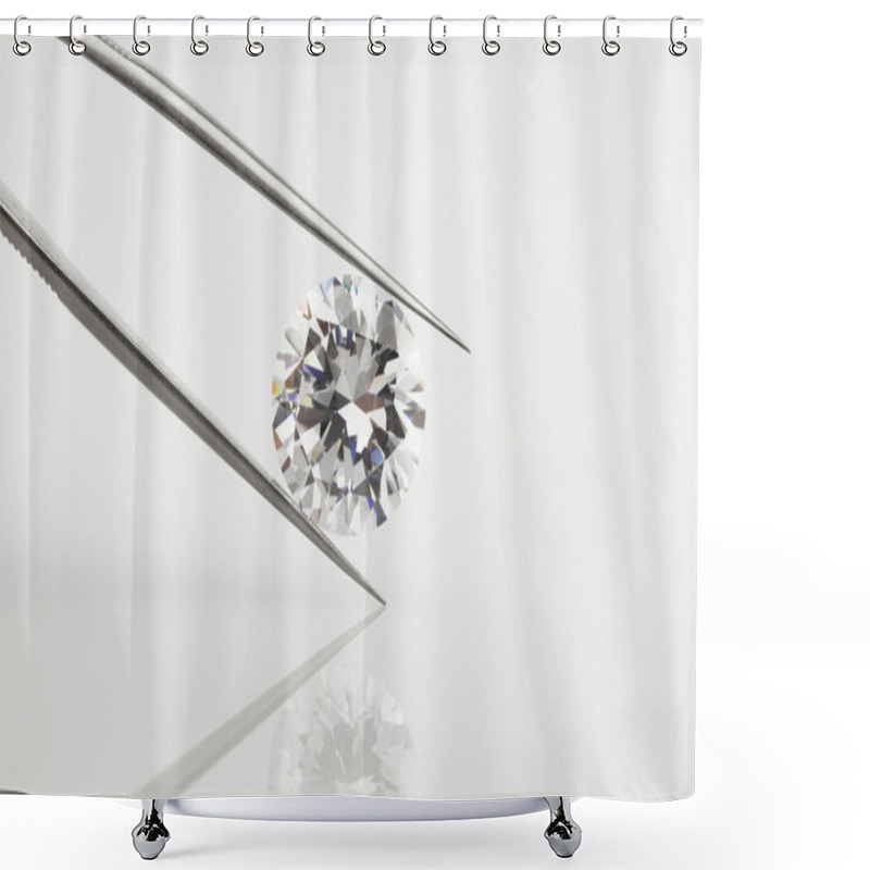 Personality  Big Loose Diamond Held In Tweezers Shower Curtains