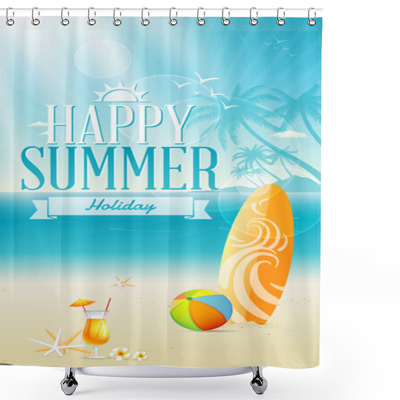 Personality  Summer Holiday On Beach Shower Curtains