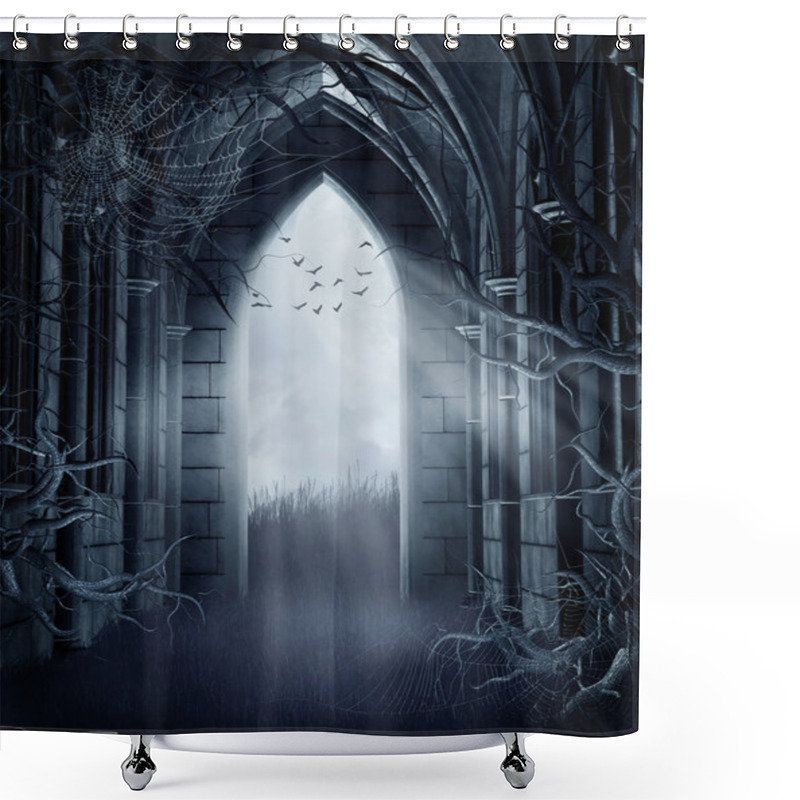 Personality  Spooky Gate With Cobwebs Shower Curtains