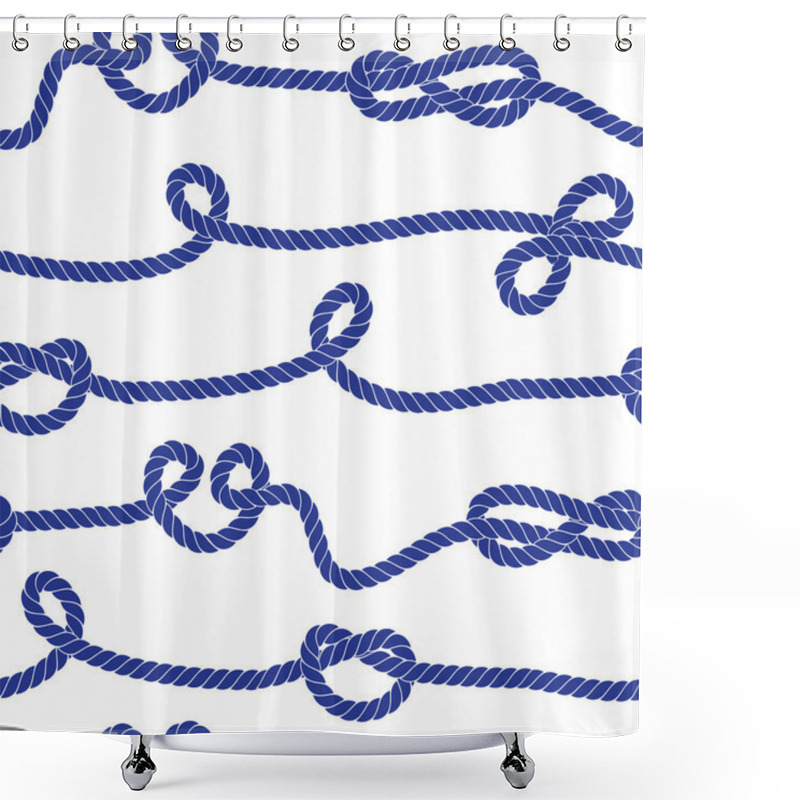 Personality  Twisted Marine Rope With Knots Seamless Vector Print Shower Curtains